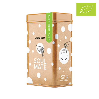 Yerbera – Cutie metalică + Soul Mate Orgánica Menta Limon 0,5 kg