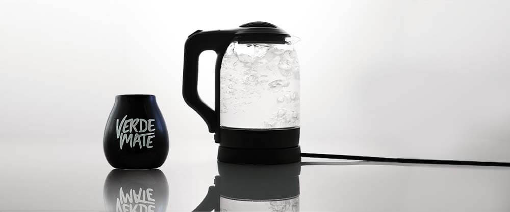 Mate gourd and kettle with boiling water