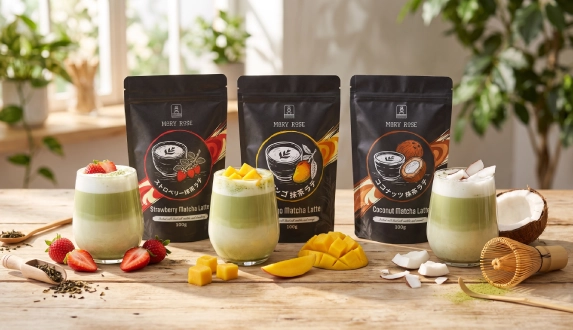 Mary Rose matcha latte – matcha aromatizată cu fructe și nucă de cocos