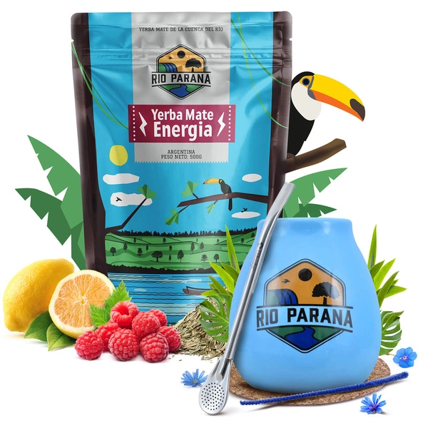 Yerba Mate kitul Rio Parana Energia 500g Calabash + Bombilla