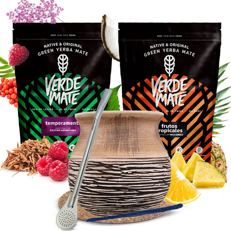 Kit de Yerba Mate Verde Mate 2x500g 1kg Calabash + Bombilla