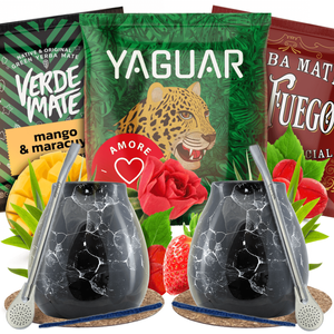 Yerba Mate set pentru două Matero Marmol 3x50g