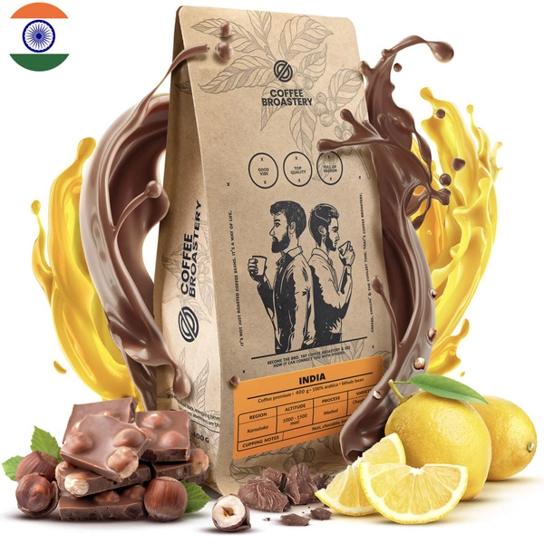 Coffee Broastery - Cafea boabe întreagă India Karnataka Premium 400g