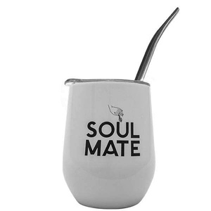 TermoLid – stainless steel vessel with a lid – Soul Mate (white) – 350 ml