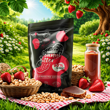 Nustino - Unt de arahide pudră - Strawberry 400g