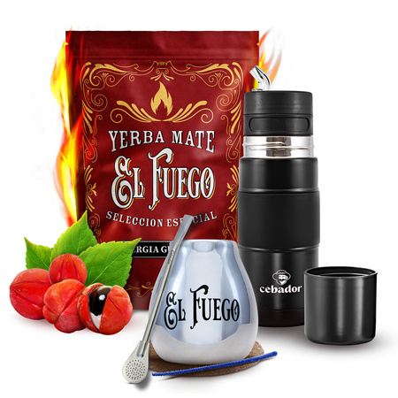 Kit de Yerba Mate El Fuego Energia 500g 0,5kg Yerbomos + Calabash + Bombilla