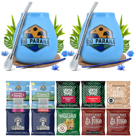 Yerba Mate Set pentru DOUĂ Calabash Bombilla