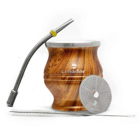 TermoColador - ceașcă de mate + filtru + bombilla - culoare lemn