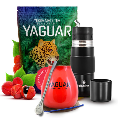 Kit de Yerba Mate Yaguar Energia 500g 0,5kg Yerbomos + Calabash + Bombilla