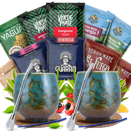 Yerba Mate Set pentru DOUĂ Calabash Bombilla