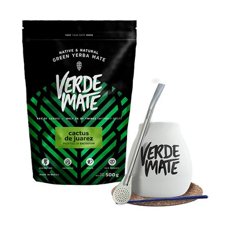 Set de Yerba Mate Verde Mate Green Cactus de Juarez 500g Calabash + Bombilla