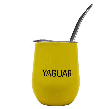 TermoLid – stainless steel vessel with a lid – Yaguar (yellow) – 350 ml