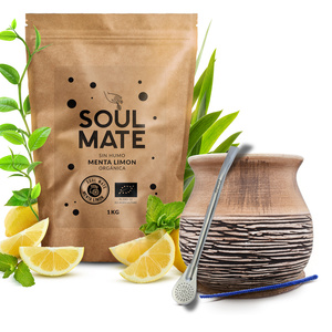 Kit de Yerba Mate Soul Mate Organica Menta Limon 500g 0,5kg Calabash + Bombilla