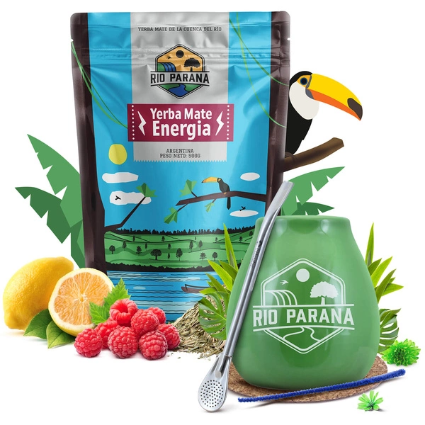 Yerba Mate kitul Rio Parana Energia 500g Calabash + Bombilla